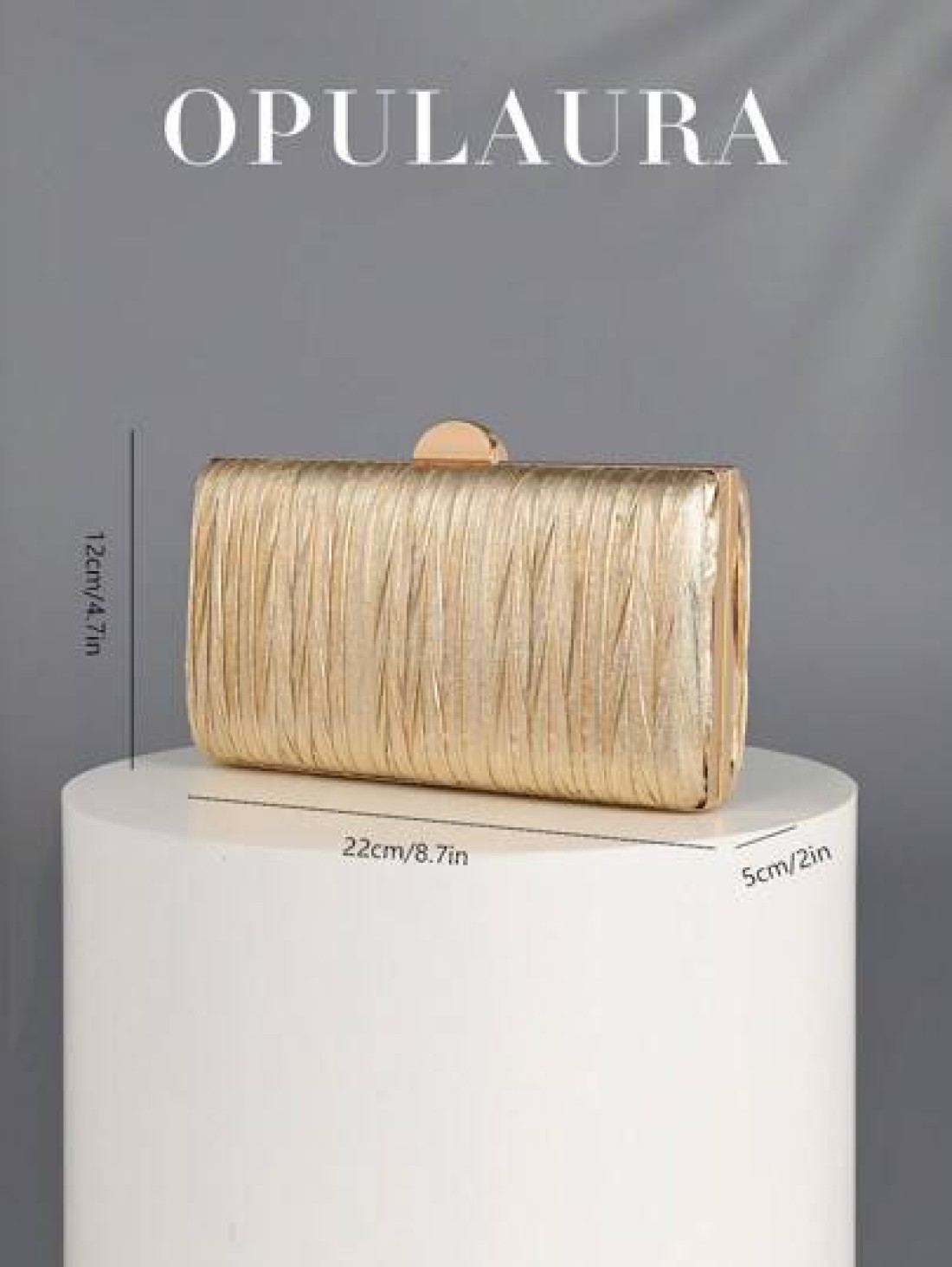 OpulAura Retro Luxury Clutch Bag Gold Leather Pleated Design Fashion Party Purse Elegant Box Handbag With Chain Strap Suitable For Party Wedding Formal Events Autumn Winter Tready Party Bags Perfect F