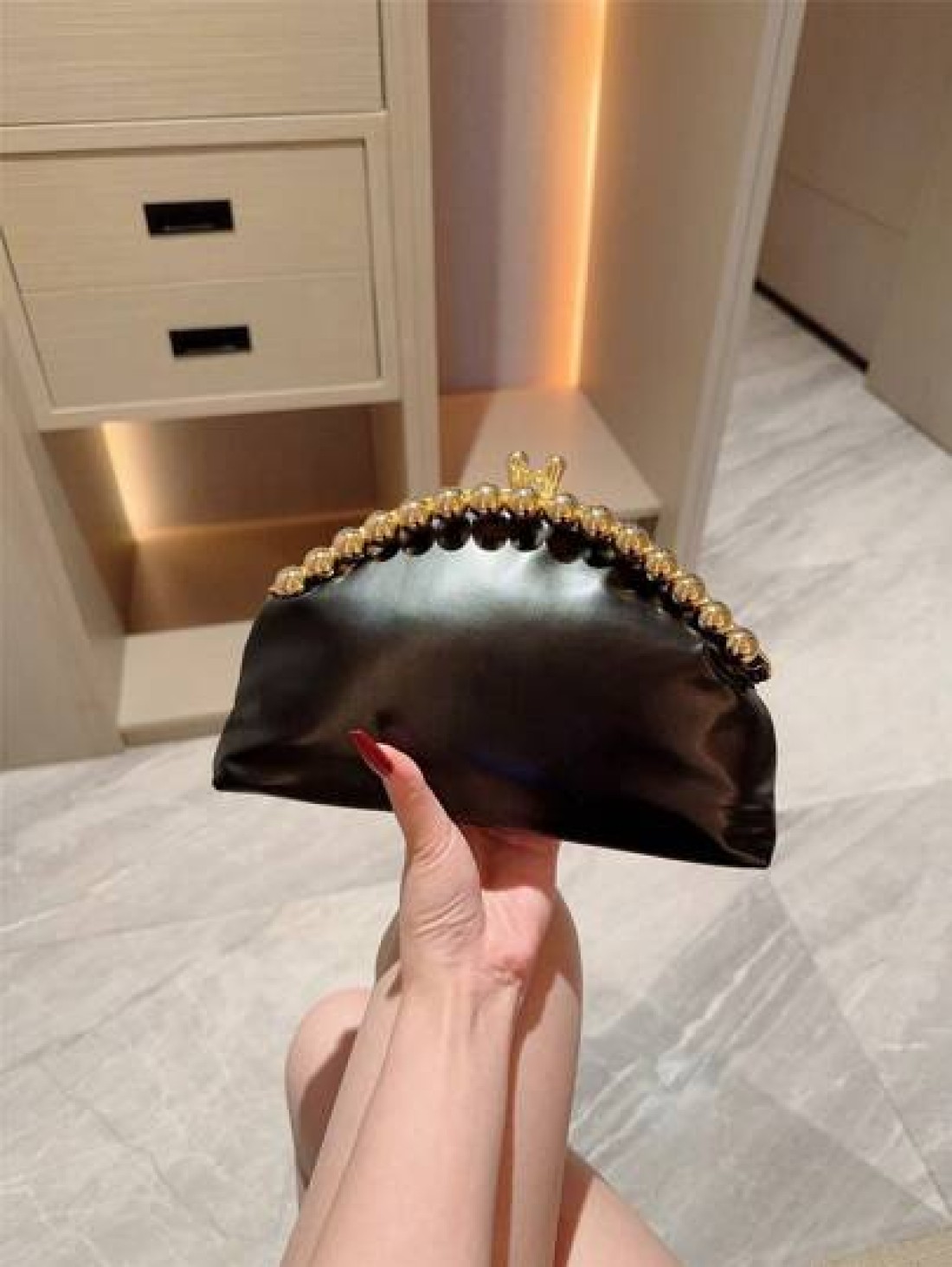 Moonlit Eve Bag 1pc Fashion Metal Sphere Decor Party Handbag European American Style Luxury Leather Clutch Purse Elegant Sophisticated Wedding Gala Bag Suitable For Wedding Prom Formal Events Formal D
