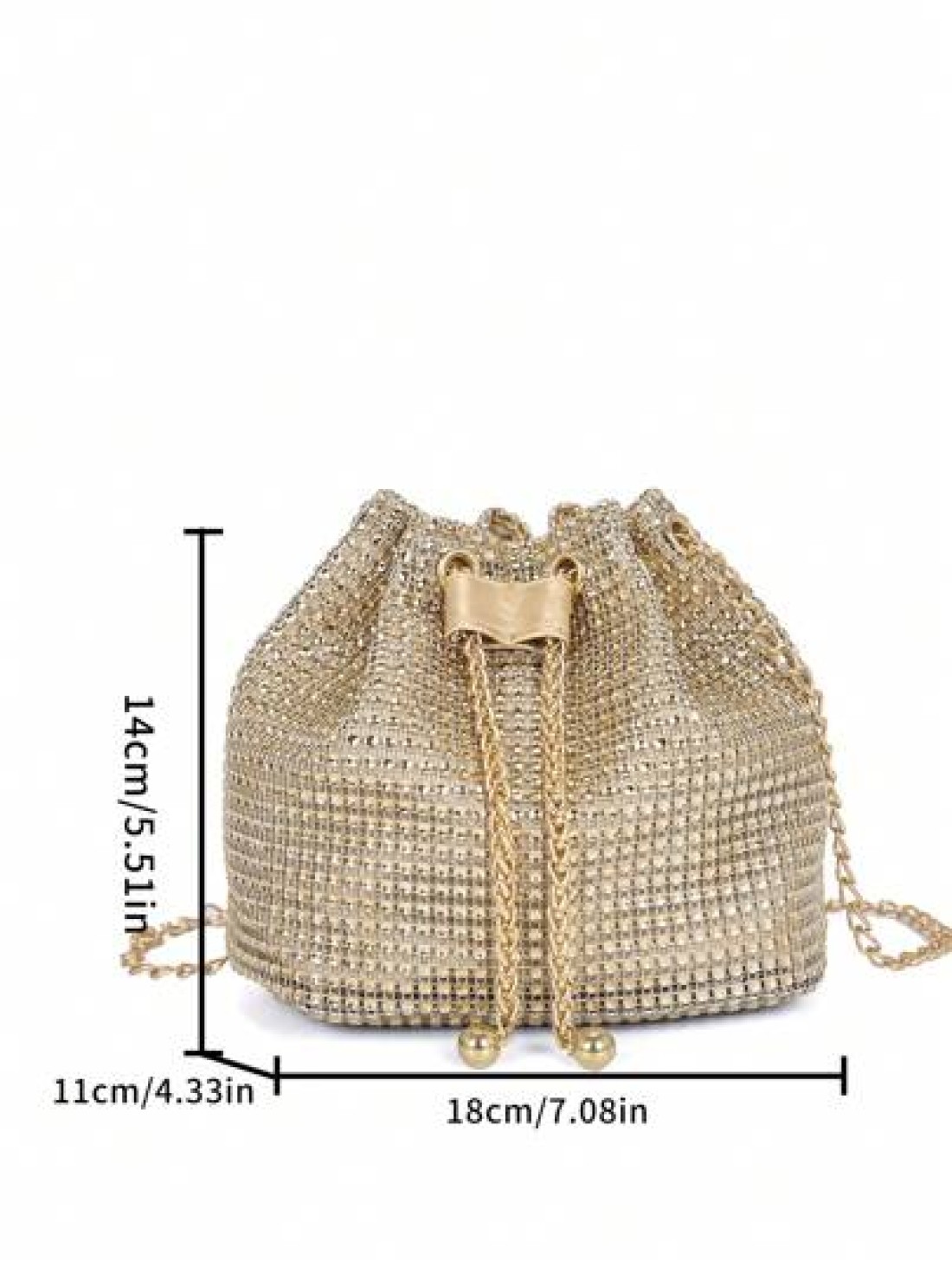 Lightweight Business Casual Rhinestone Decor Bucket Bag Mini Drawstring Design Clear Bag Faux Pearl Bag Evening Bag Dinner Bag Glamorous Elegant Exquisite Quiet Luxury Rhinestone For Party Girl Woman