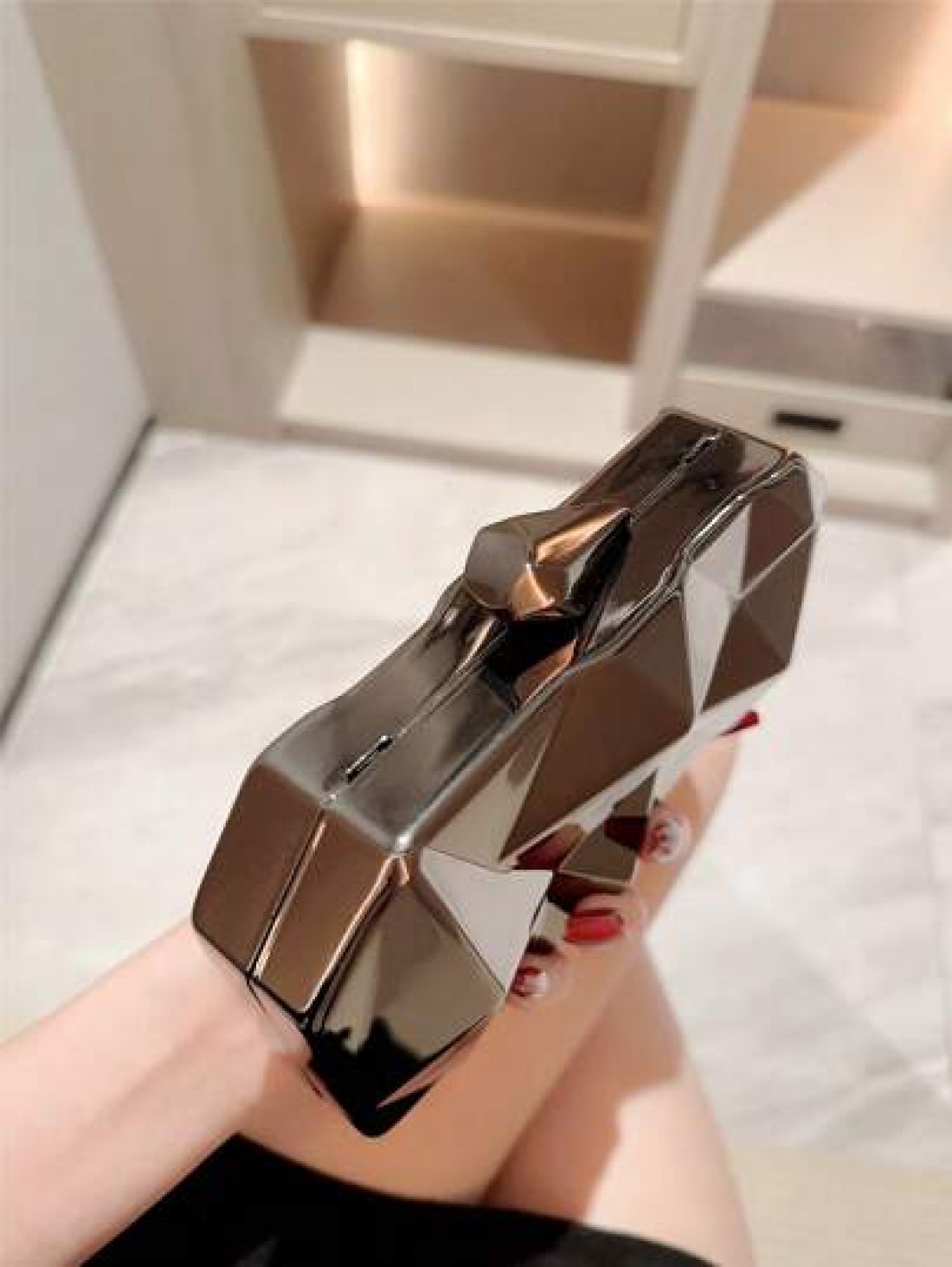 Moonlit EveBag 1pc Fashionable Metal Hardware Unique Shaped Evening Clutch Bag Party Bag Wedding Bag Chain Bag Formal Dress Bag Bride s Bag