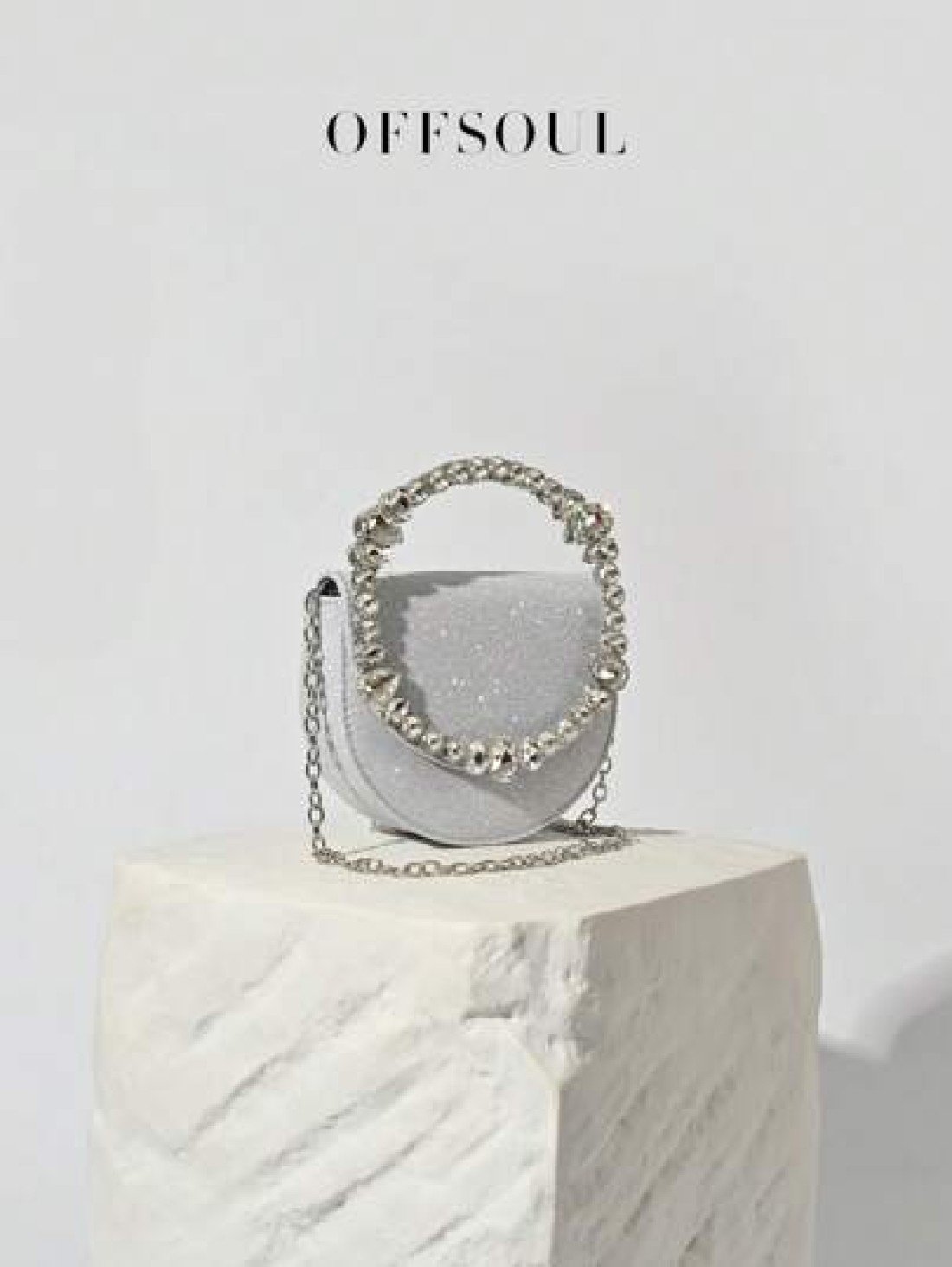 Rhinestone Irregular Circle Evening Clutch Bag New Fashion Party Formal Dress Handbag Shiny Chain Shoulder Crossbody Bag For Women