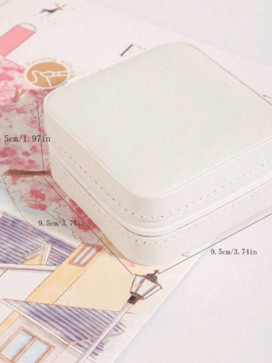 1pc PU Leather Square Jewelry Box Mirror Design Jewelry Storage Case Multifunctional Desktop Organizer Box Removable Compartments Suitable For Rings Earrings Necklaces Lipsticks Makeup Organizer