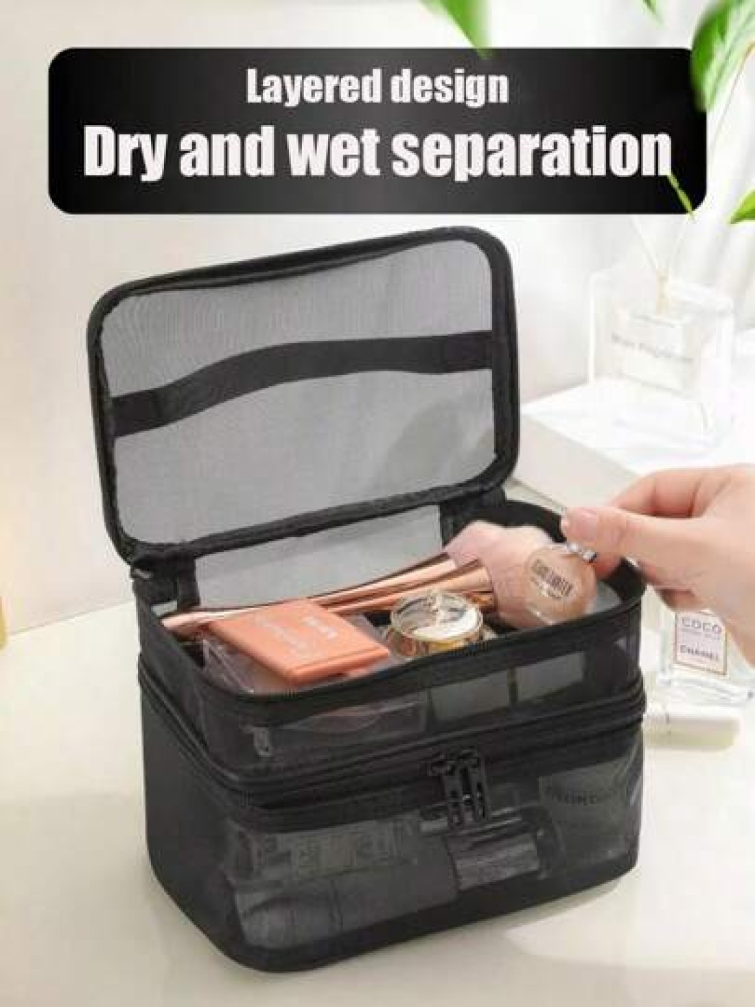 1pc Multi Functional Toiletry Bag Portable Makeup Storage Organizer Waterproof Cosmetic Pouch Large Capacity Travel Bag For Makeup Brushes Lipstick Nail Polish Jewelry Electronics Perfect Gift For Bir