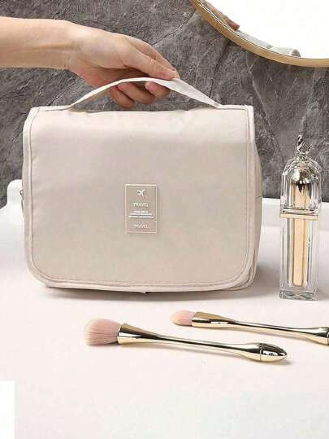 1pc Travel Storage Pouch Waterproof Toiletry Bag Large Capacity Summer Cosmetic Bag Multi Function Storage Bag Portable Storage Bag With Handle Zipper Pouch Suitable For Beach Business Trip Cosmetics