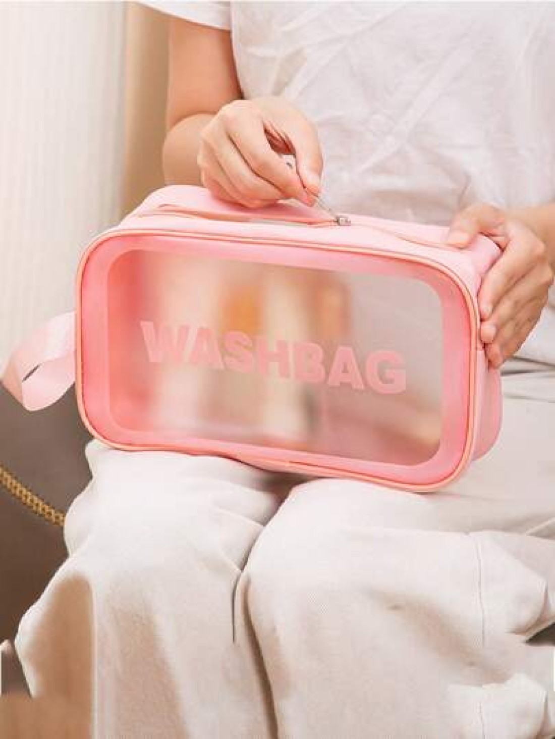 4pcs 1pc PVC Portable Cosmetic Bag Travel Makeup Organizer Pouch Waterproof Toiletry Bag Multi Functional Storage Bag For Lipstick Lip Liner Comb Makeup Brushes Eyeshadow Palette Toothpaste Skincare N