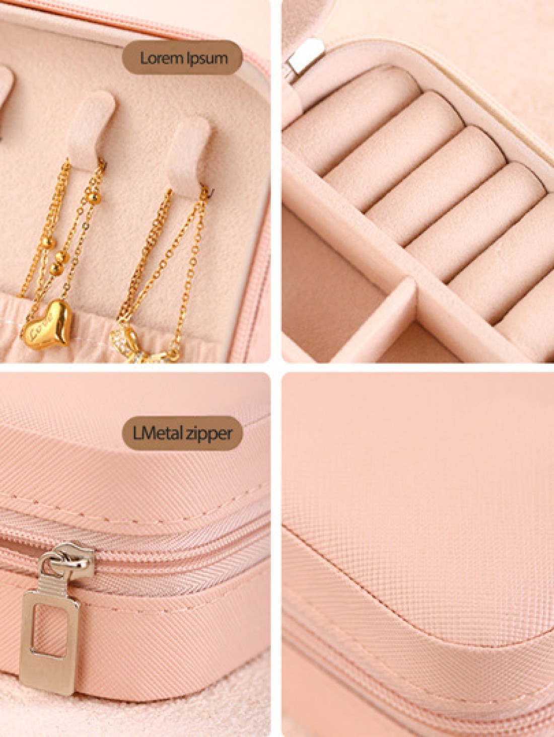 1PC Mini Jewelry Organizer Display Travel Jewelry Zipper Case Boxes Earrings Necklace Ring Portable Jewelry Box Leather Storage Jewelry Storage Box Women Gifts Girl Gifts Girlfriend Gifts Back To Scho