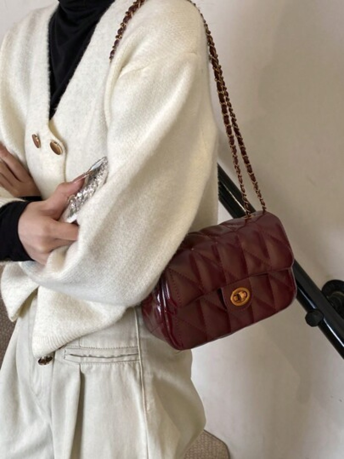 Nanfeng Chio2n Fancheng Red Maple Small Square Bag Women s New Red Chain Shoulder Crossbody Bag