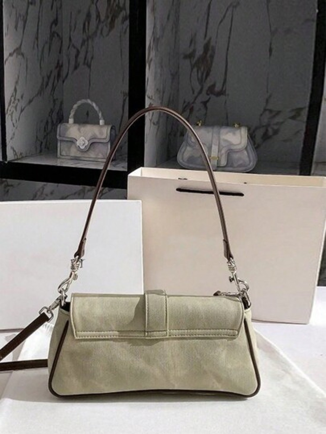 Dedoo 1pc Handbag 2024 New Fashion Handbag Joker Cowboy Long Stick Handbag 2024 New Advanced Texture Niche Original Shoulder And Underarm Slung Suitable For Travel Dating Shopping White Collar Workers