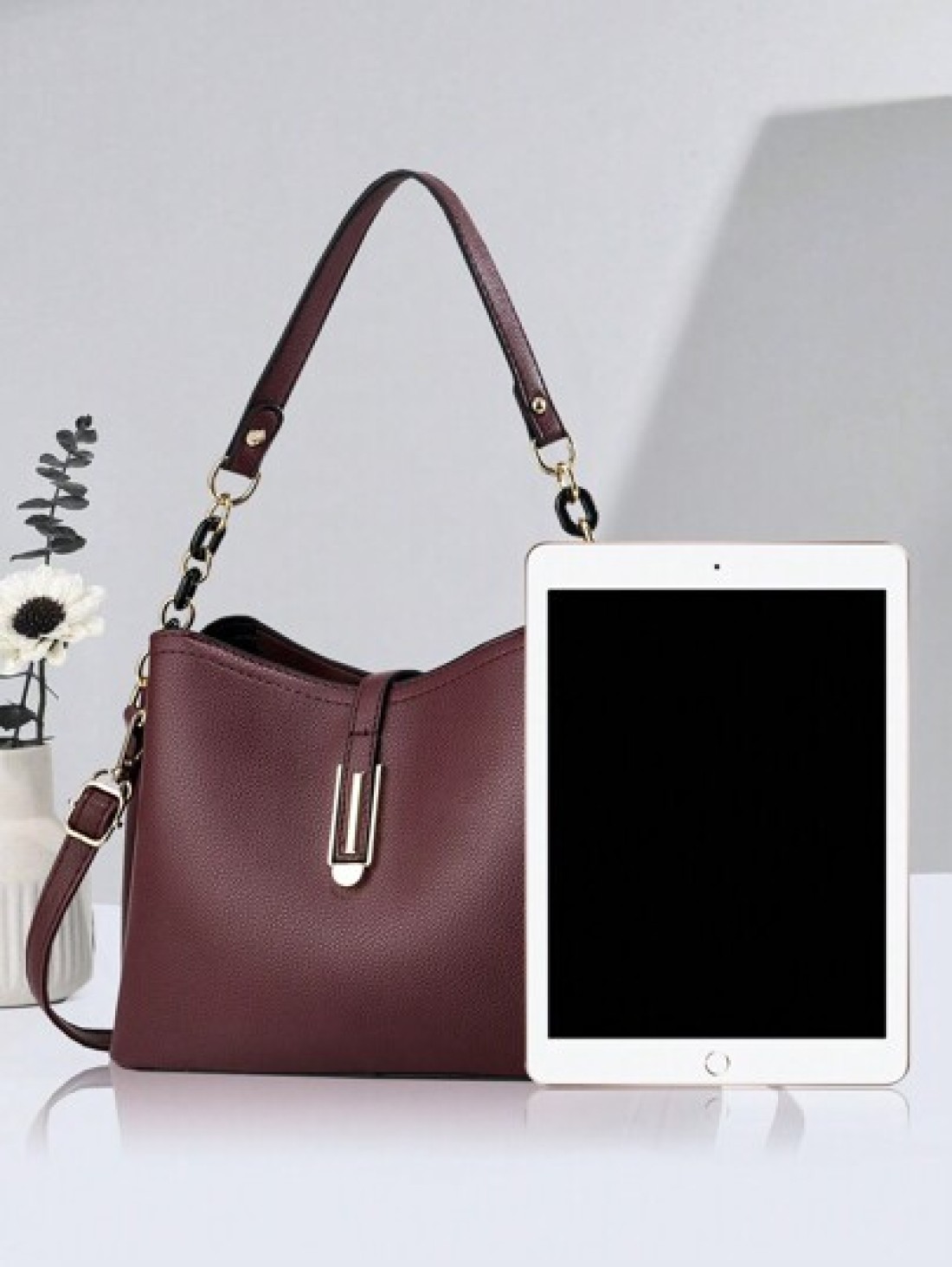 Fashion Solid Color Women s Handbag Women s Chain Crossbody Bag Anti Theft Shoulder Bag Women s PU Leather Shoulder Bag With Phone Wallet Bucket Bag Bag For Women Elegant Best Mothers Day Gifts Ever