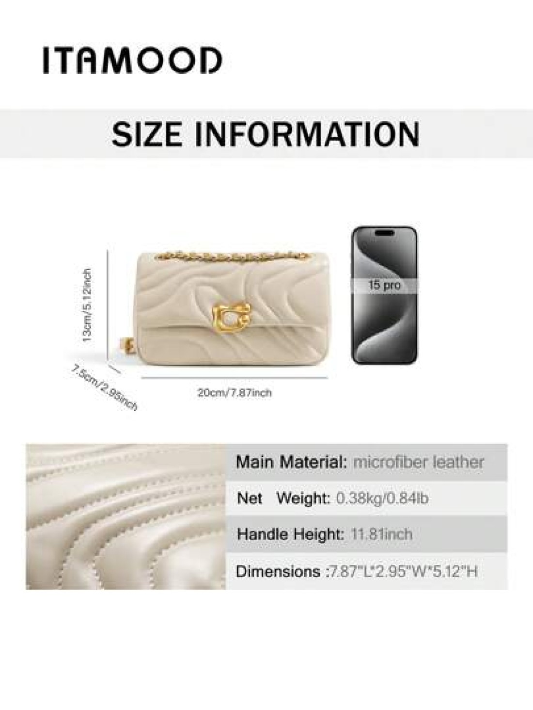 ITAMOOD Luxury Designer Lightweight Business Casual Large Capacity Square Bag Chic Microfiber Leather Cream White Purse Teacher Gifts