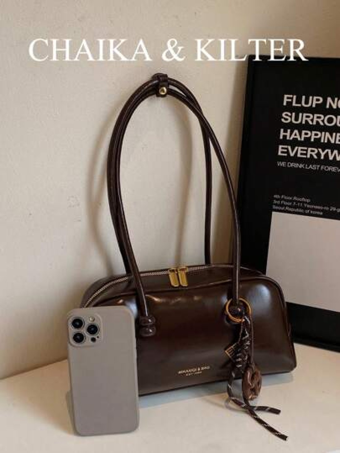 1pc CHAIKA KILTER Solid Shiny PU Leather Shoulder Bag Women s Fashion Large Capacity Bowling Bag With Dual Handles Zipper Closure Suitable For Daily Outdoor Use Sold With Pendant