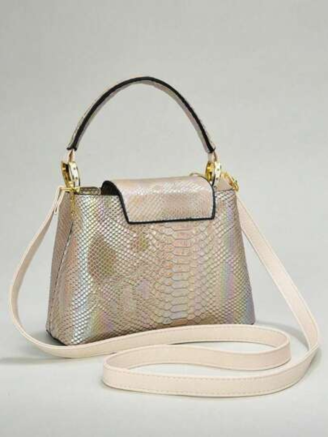 Ladies Luxury Snake Patterned Handbag Stylish Layered Design Paired With Gold Hardware Multifunctional Shoulder Bag And Crossbody Bag PU Material Elegant Daily Use Daily Shoulder Bag Snake Patterned B