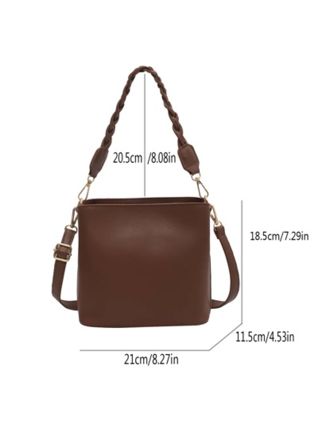1pc Solid Color Retro Fashion Woven Zipper Bucket Bag Versatile Shoulder Crossbody Handbag Suitable For Daily Use