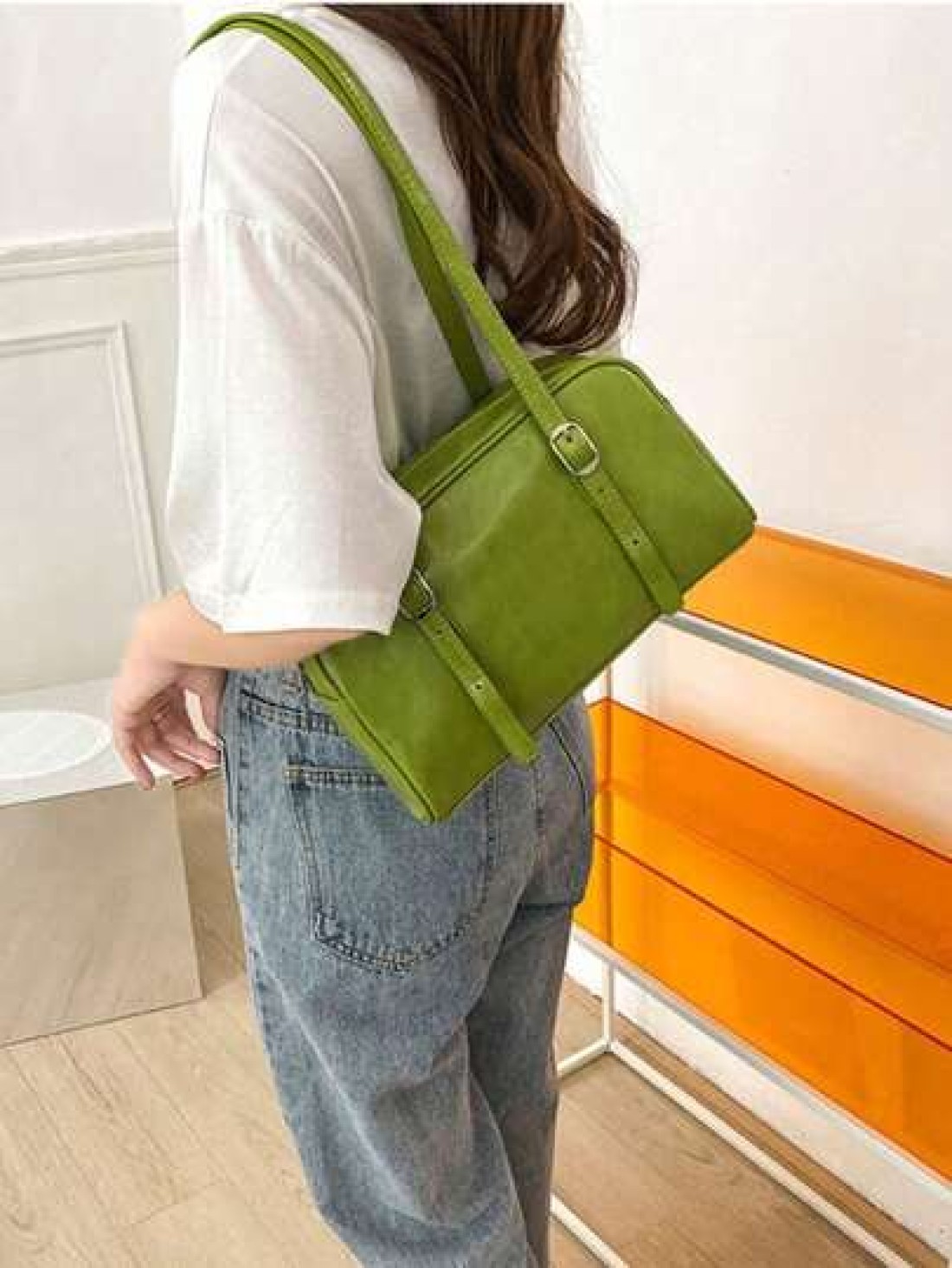 Women s Solid Color Versatile Simple Shoulder Bag For Commuting