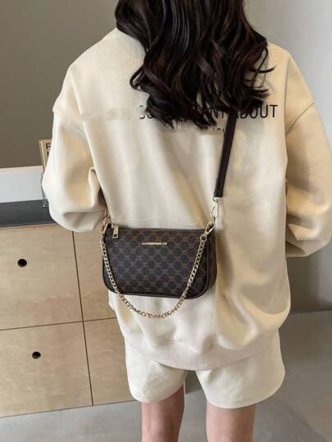Women s Pu Leather Chain Shoulder Bag With Underarm Design
