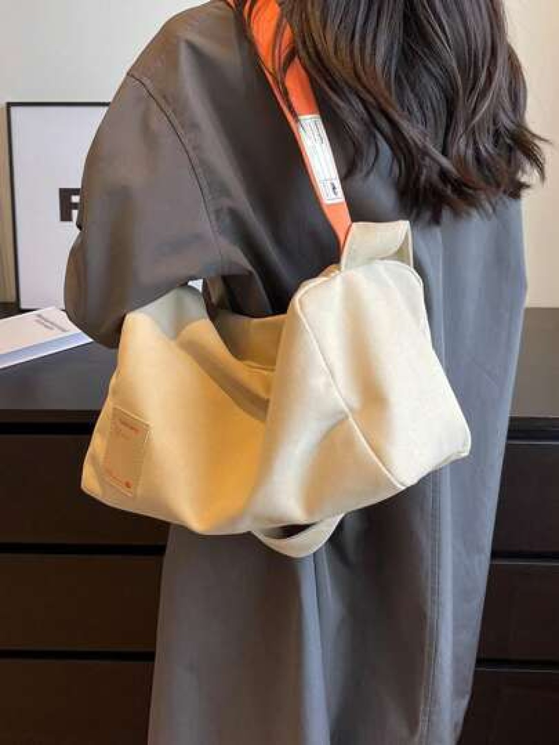 Fashionable Women s Shoulder Bag Casual Simple Large Capacity Adjustable Strap Tote Bag Zipper Closure Colorblock Cloth Bag Suitable For Daily Use College School Foldable Cross Body Handbag