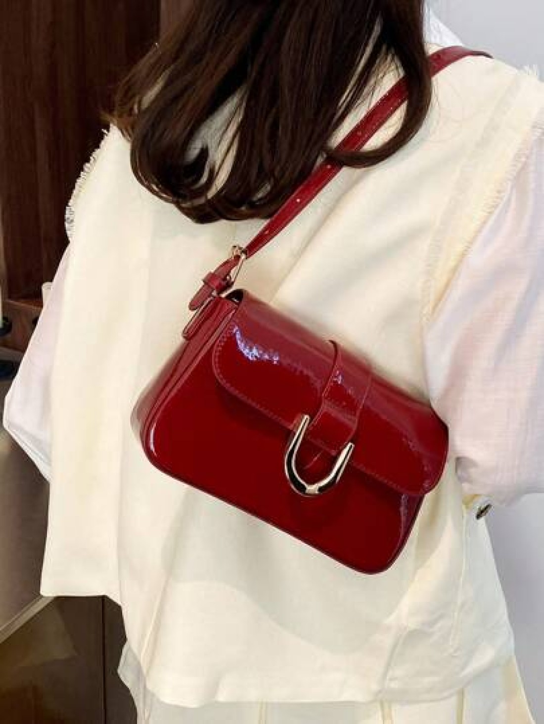 Red Retro Style Faux Leather Square Small Shoulder Bag Versatile For Women Detachable Dual Shoulder Straps Suitable For Girls Ladies Students Office Workers Commuting Outdoor Matching Ankolal Red