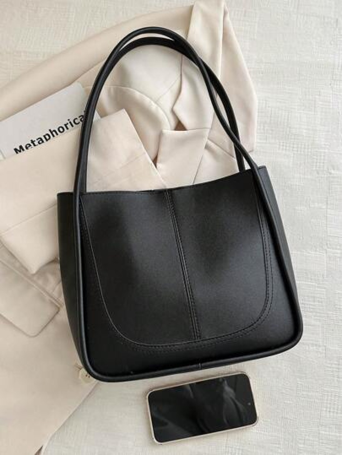 1 Pc Retro Plain Soft Surface Large Capacity Shoulder Bucket Bag Suitable For Women s Daily Casual Commuting Use Minimalist Style Women Bag