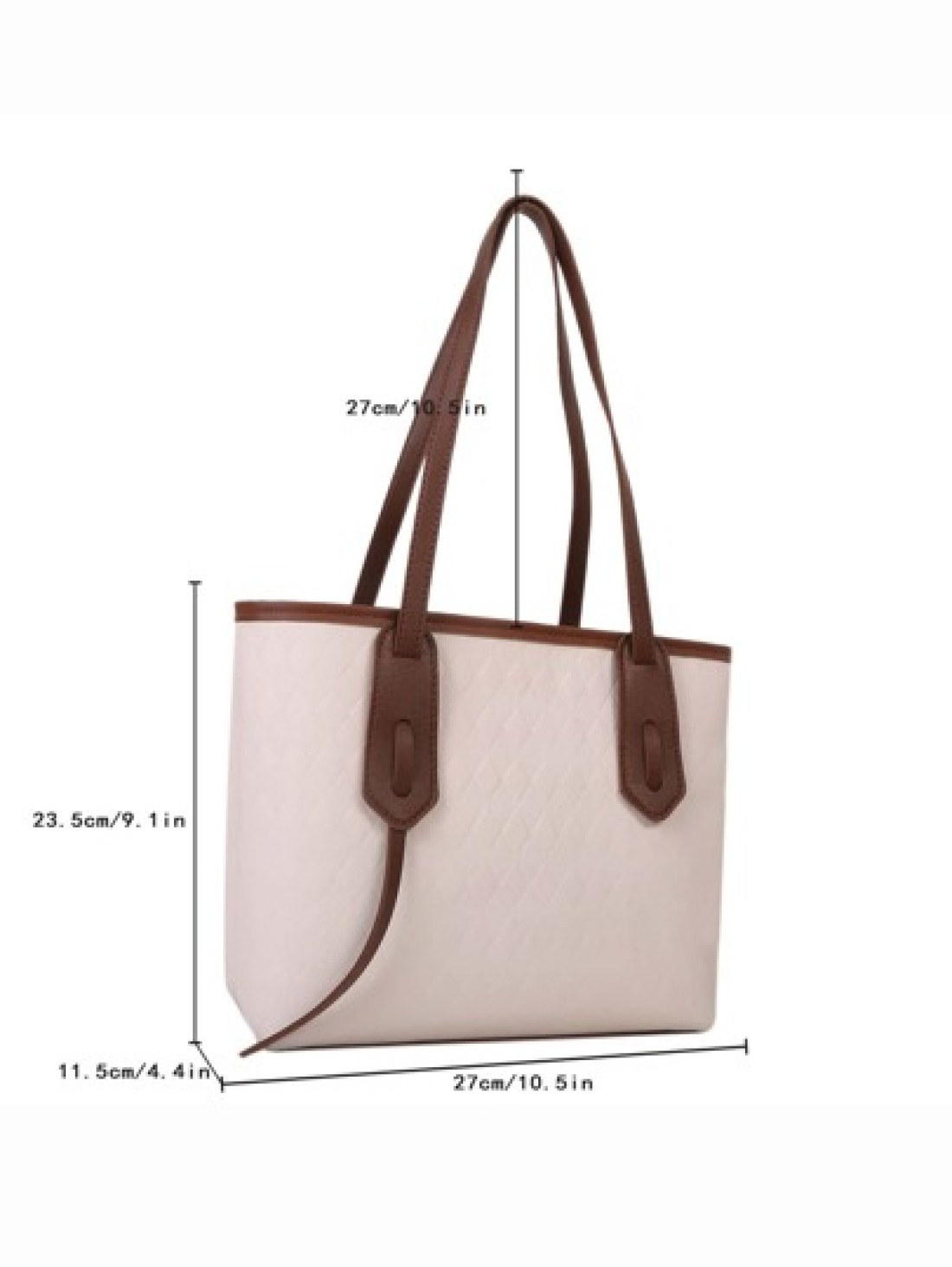 Fashionable Vintage Style Rhombus Grid Stitching Press Creased Convertible Shoulder Bag For Women Leisure Tote