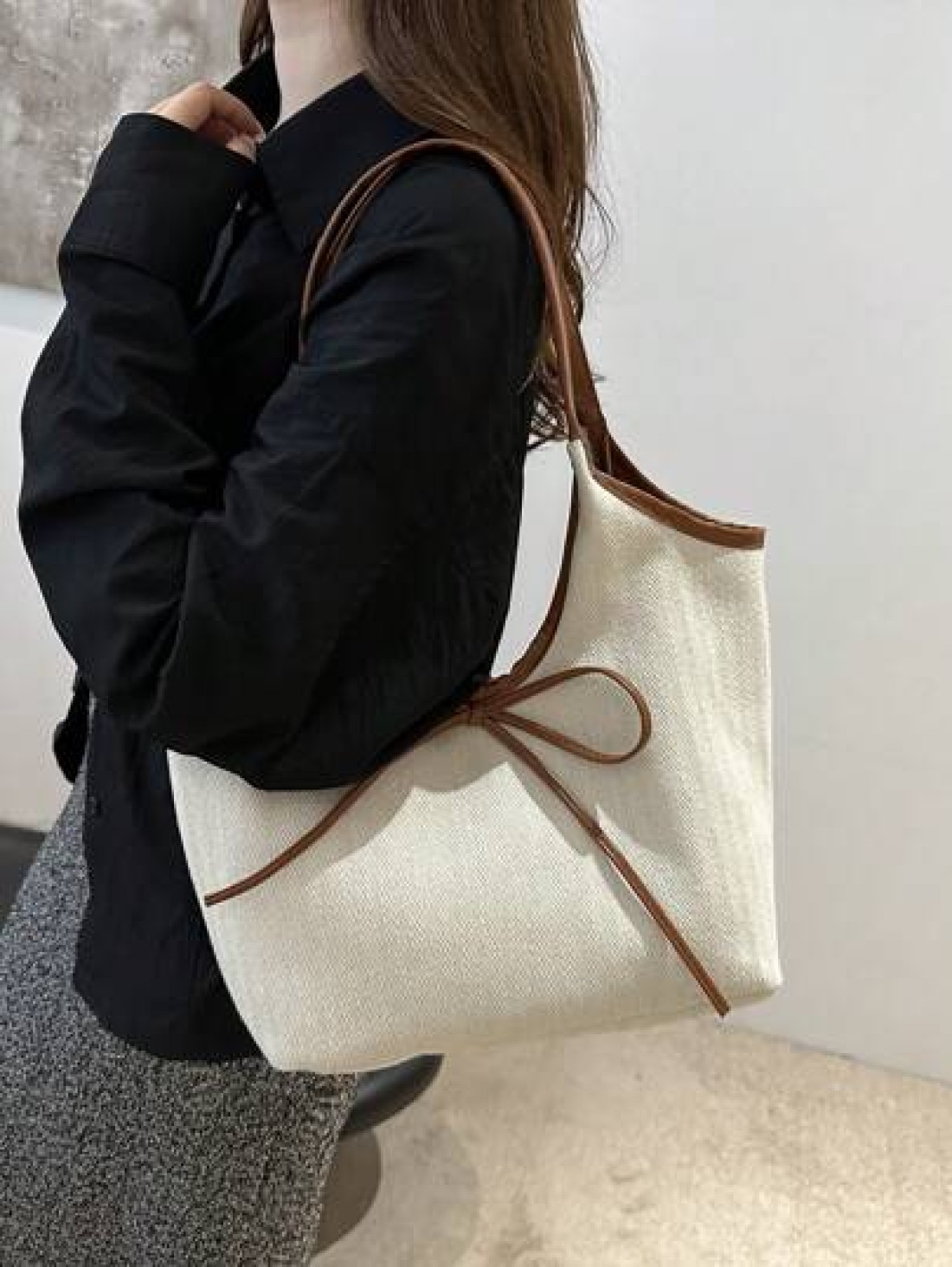 Elegant And Fashionable Handbag Bowknot Decor Shoulder Bag For Women Suitable For Commuting And Daily Use Valentines