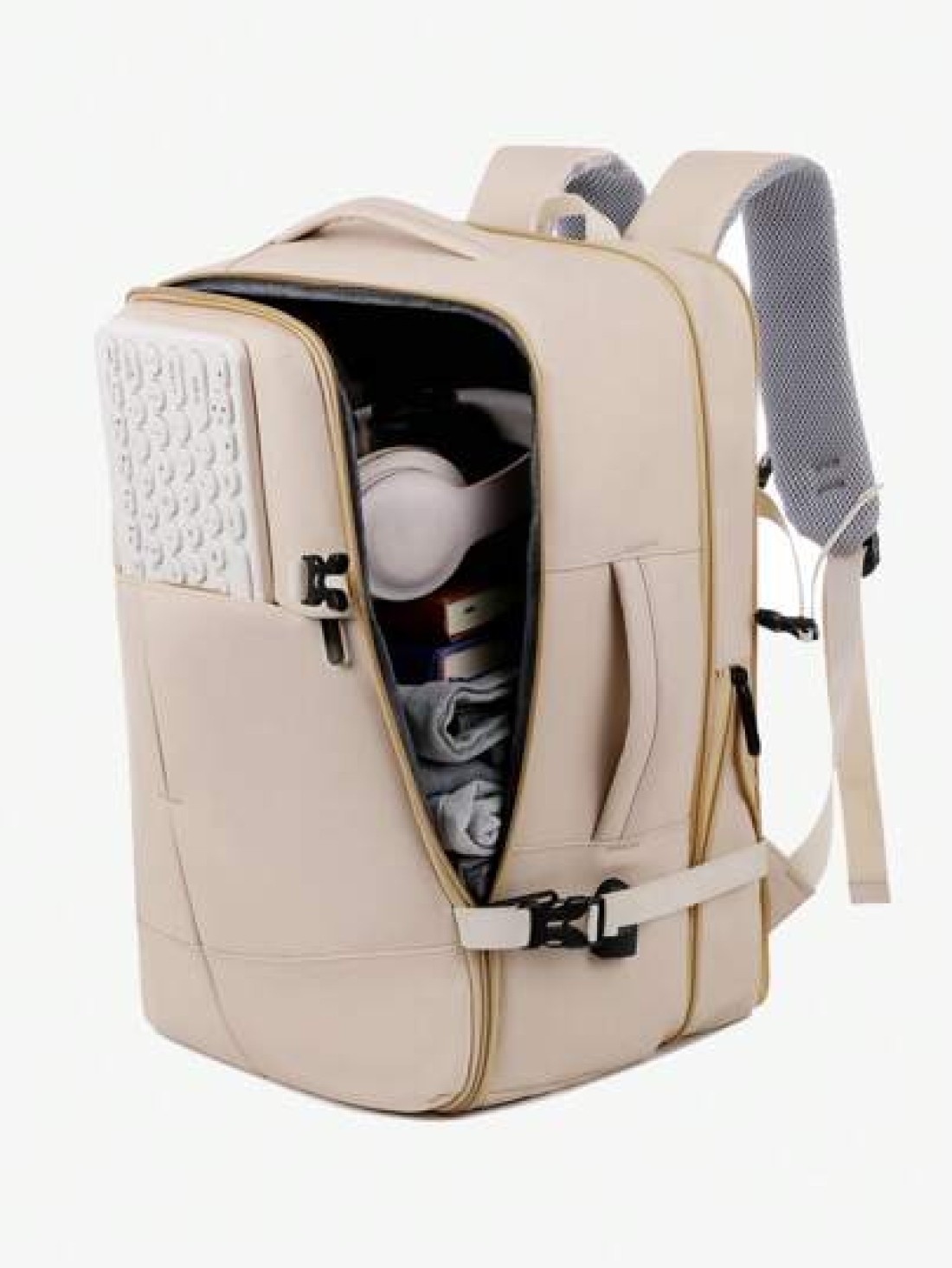 New Fashionable Simple Solid Color Large Capacity Backpack For Business Travel Luggage Bag Short Distance Multi Pocket Business Computer Bag Commuter Backpack