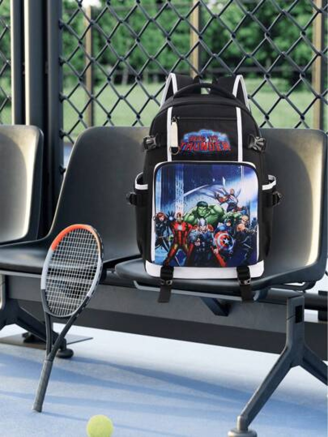 Marvel Graphic Print Oxford Cloth Backpack Minimalist Letter Design Large Capacity Laptop Bag Travel Bag Adjustable Shoulder Strap Multiple Compartments Suitable For Students Summer