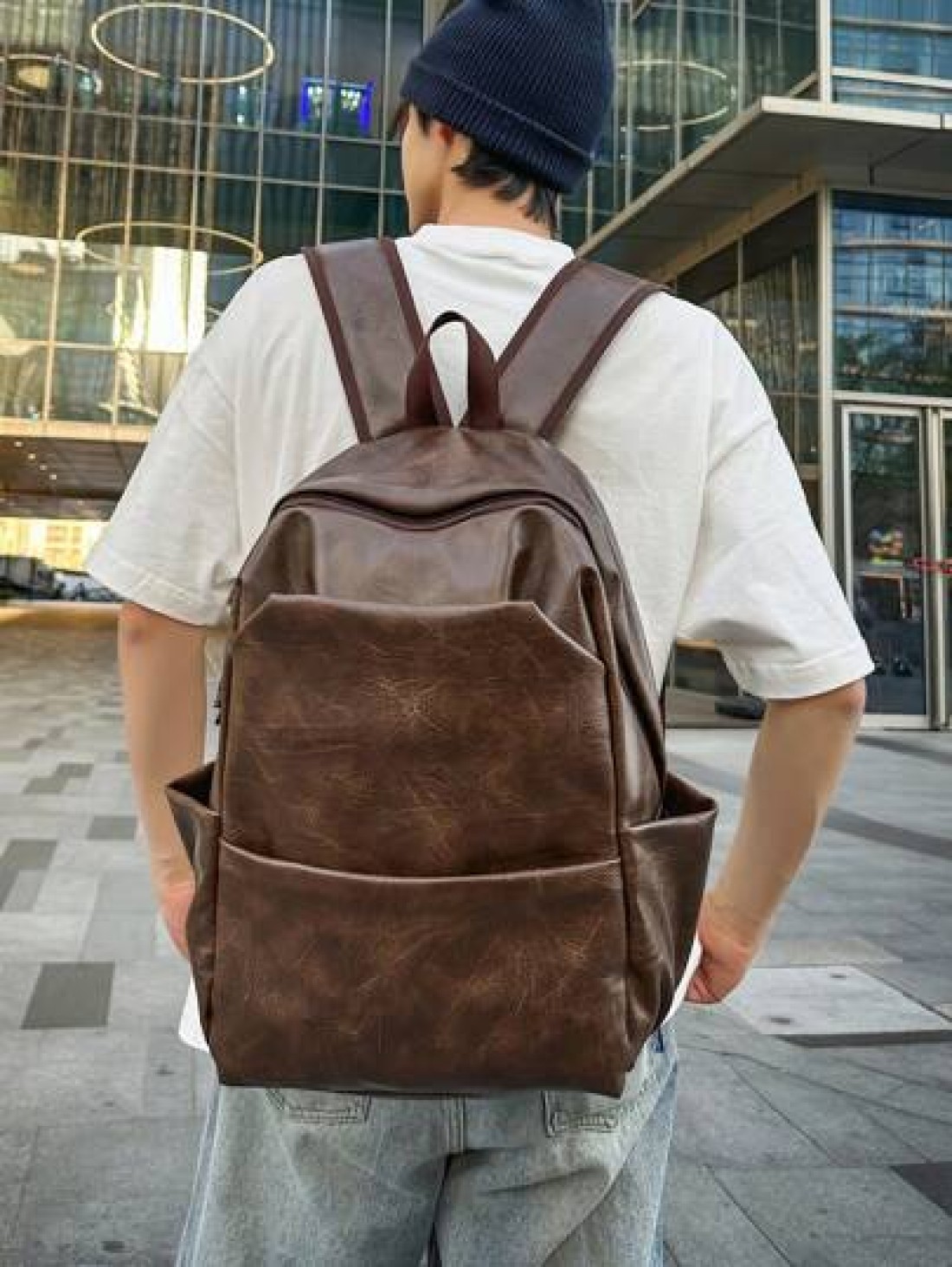 PU Waterproof Large Capacity Backpack Suitable For School Travel Laptop Cartoon Camo Pattern Fashion Casual Business Hiking Outdoor Multi Function Bag Black Great Gift For Father Boyfriend Backpack Fo