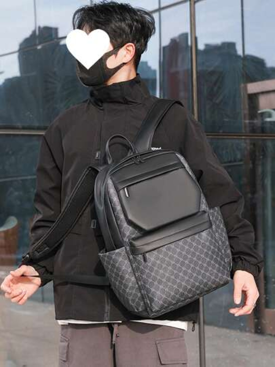 17 Inch Medium Laptop Backpack Geometric Pattern Buckle Design Pu Camping Bag Schoolbag For Travel College School Casual Backpack Laptop Backpack Commute Lightweight Flap Backpacks Leather Bag Minimal