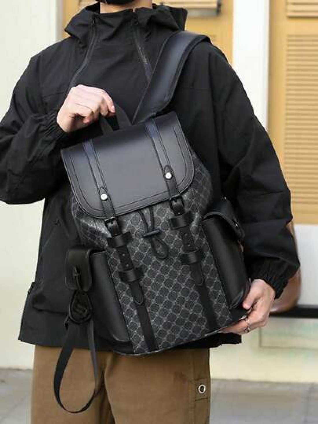 1pc 18 1in 12 2in 5 9in Fashion Men Functional Backpack Large Capacity Multipocket Backpack Scratch Wear Resistant Material Suitable For Travel Commuting Fits 15 6 Inch Laptop Adjustable Shoulder Stra