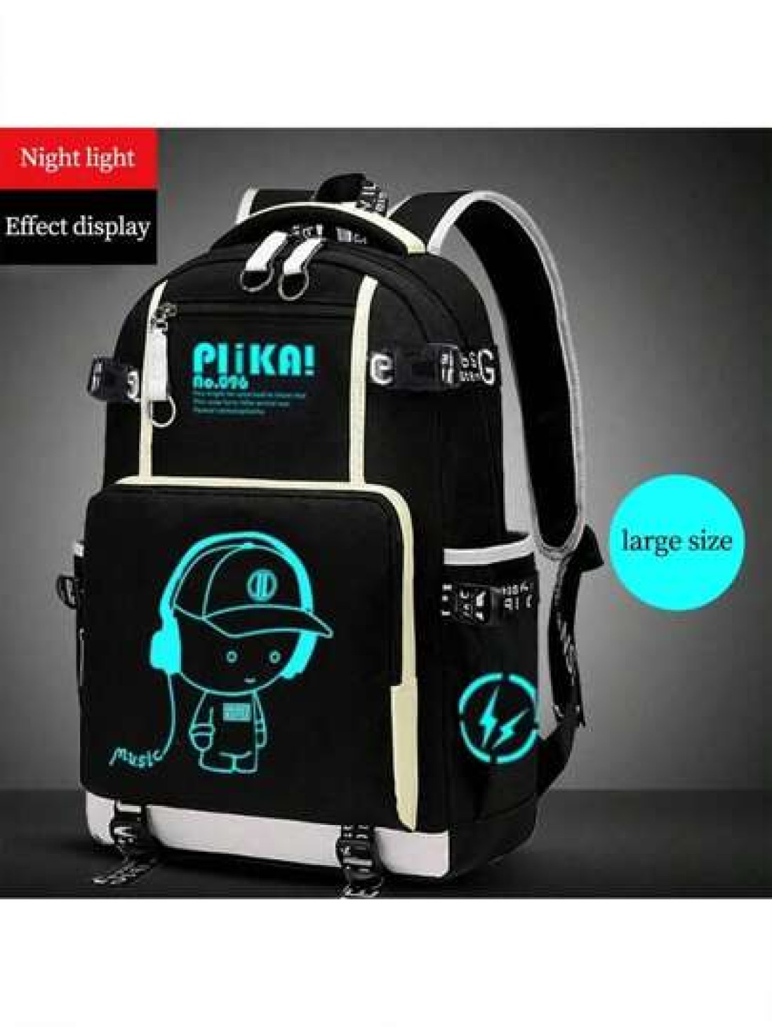 Glow In The Dark Backpack Music Graphic Print Suitable For High School College Students Large Capacity Fashionable Multipurpose Unisex Laptop Bag Travel Rucksack All Strap Patterns Random School Backp