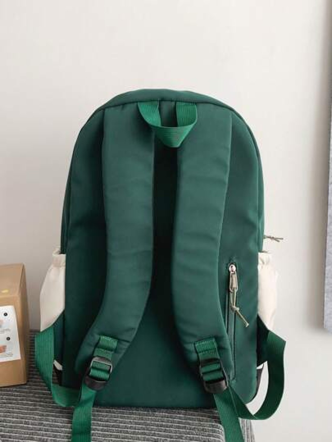 New Color Blocking Backpack For Men 15 Inch Laptop Bag 20l Capacity With Letter Print Suitable For Students Vacation School Carry On Polyester Green Personalized Gifts Practical Extra Large School Bac
