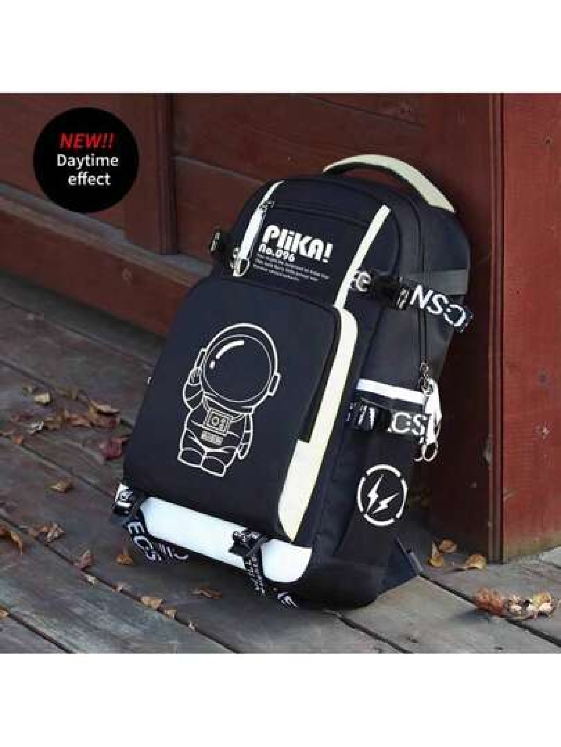 Luminous Cartoon Astronaut Backpack Minimalist Lightweight Oxford Cloth Large Capacity Computer Bag Adjustable Travel Campus Backpack All Webbing Randomly Printed Anime School Supplies