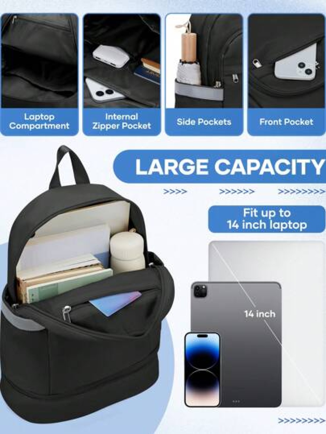 Sport Backpack Simple Student Backpack Fashion Backpack Waterproof Lightweight Large Capacity Travel Backpack With Shoe Compartments And Wet Pockets Portable Computer Backpack With Laptop Compartment