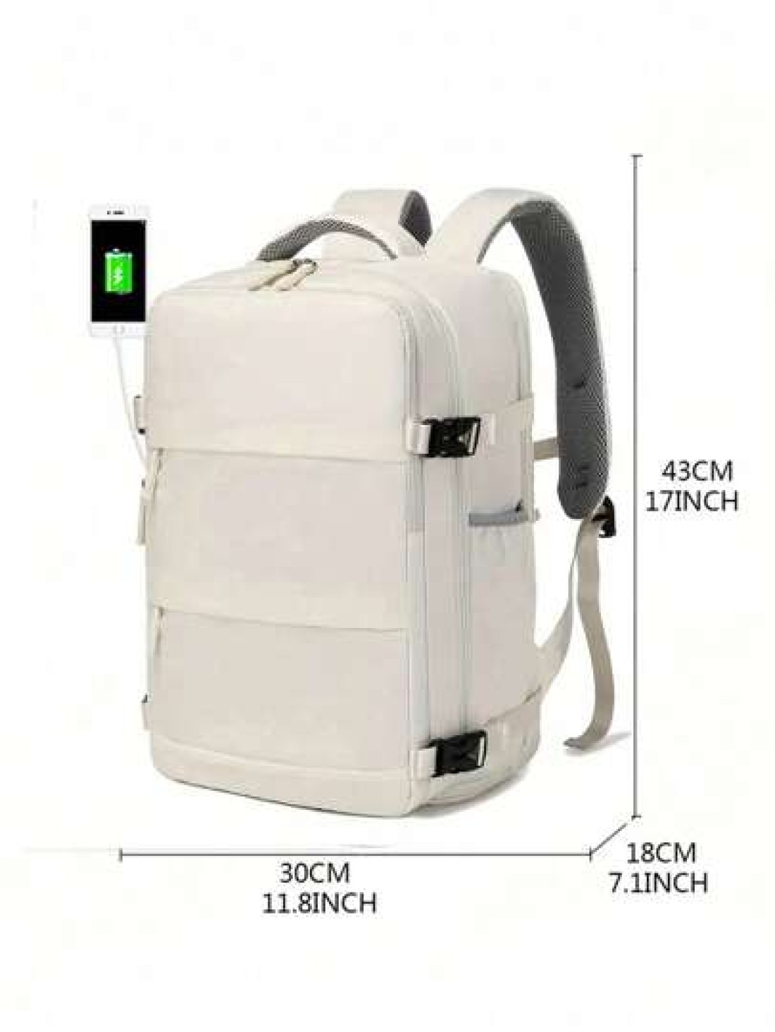 1pc Large Capacity Backpack With Shoe Compartment Casual Backpack With Charging Port Fit For Laptop Hiking Outdoor Sport Students Big Bag Laptop Bag Carry On Backpack Airline Approved Travel Essential