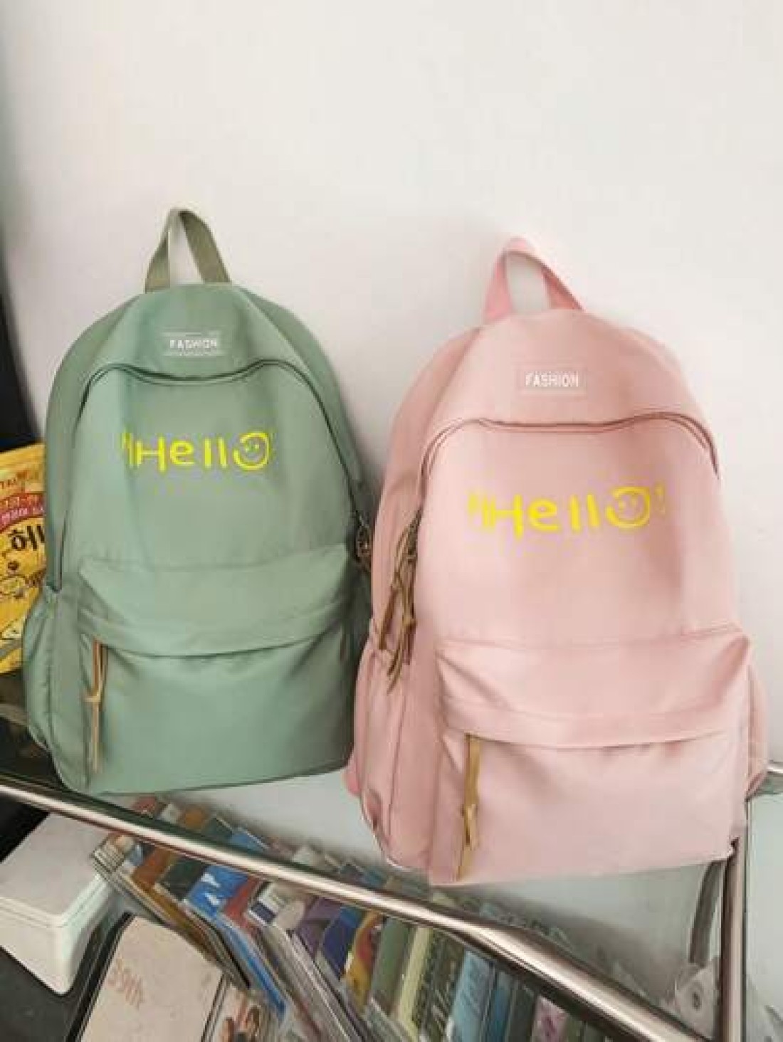 New Solid Color Large Capacity Letter Printed Backpack Fashionable And Versatile Casual Student Classroom Commuter Backpack Unisex