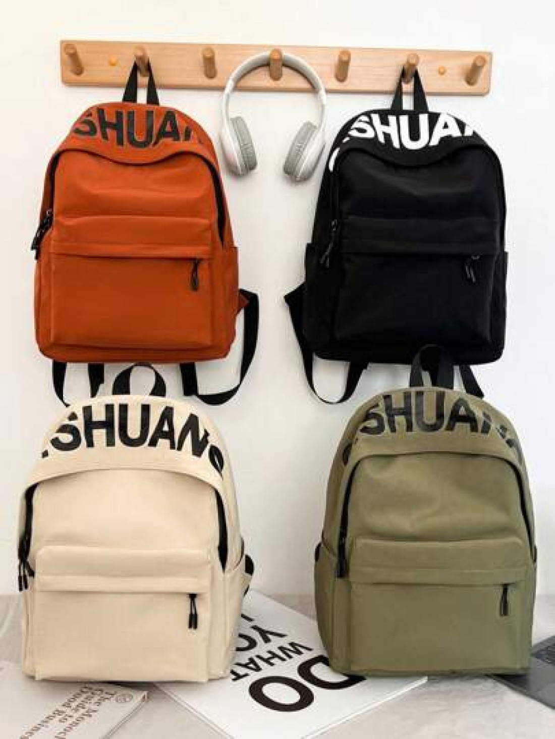 Men s Casual Backpack With Large Capacity Letter Print Minimalist Design Lightweight Versatile Suitable For Students And Commuting Unisex