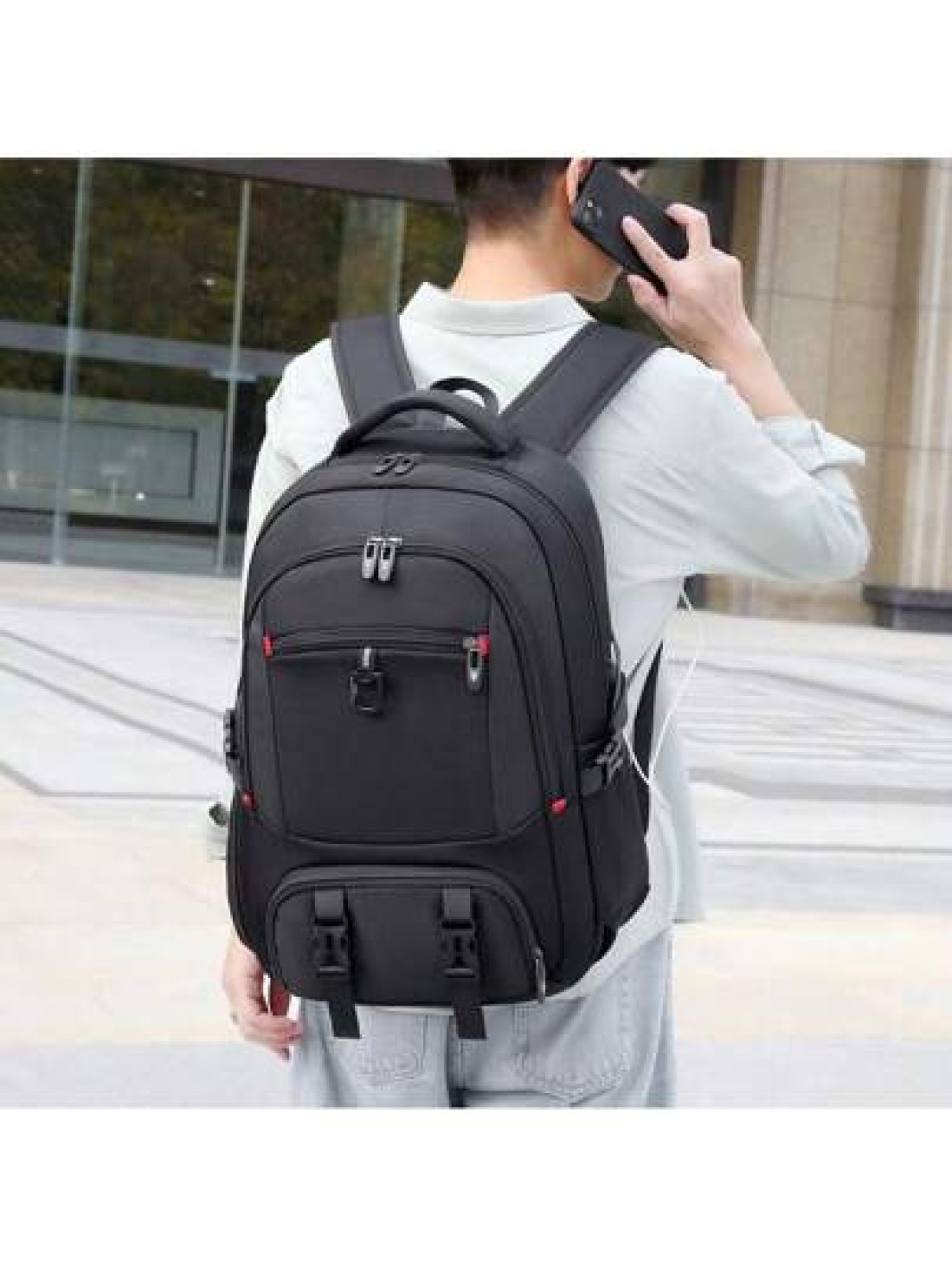 Large Capacity Fashion Backpack With USB Charging Port Shoe Compartment Stylish Multi Function Durable Oxford Fabric Backpack Suitable For Business Travel And School Use