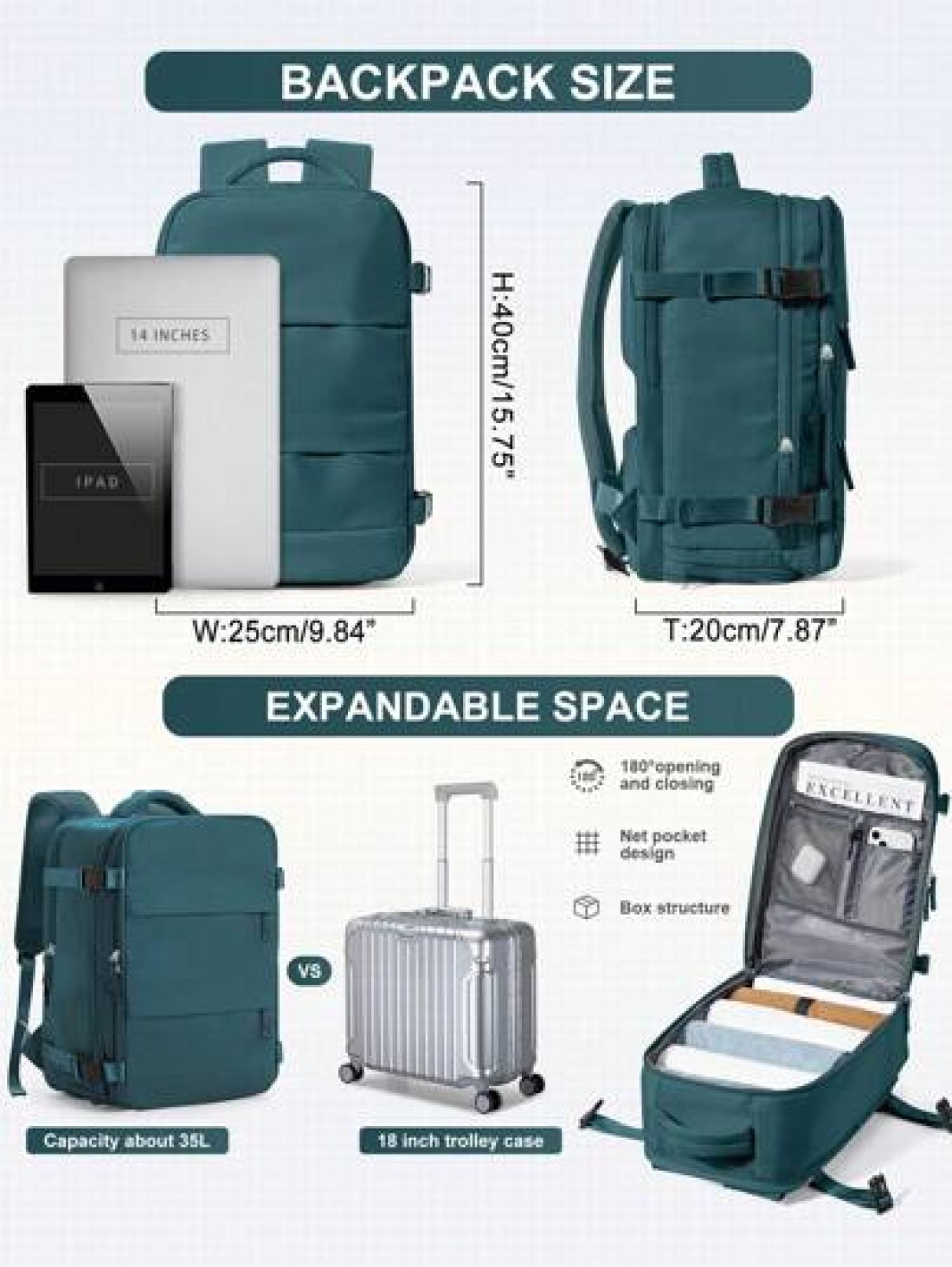 Large Capacity Carry On Backpack Waterproof Nylon Fabric Travel Backpack For Women Business Laptop Backpack Schoolbag For College Lightweight Short Distance Business Trip Duffel Bag With Shoe Compartm