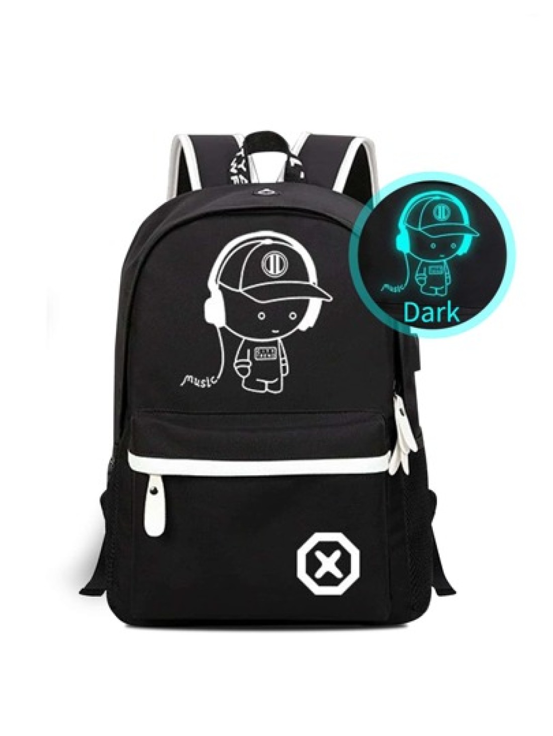 Simple Lightweight Fluorescent Luminous Patterned Backpack Sling Bag Fabric Water Resistant With Large Capacity And Adjustable Shoulder Strap For College High School Male Rucksack Fathers Day Universi