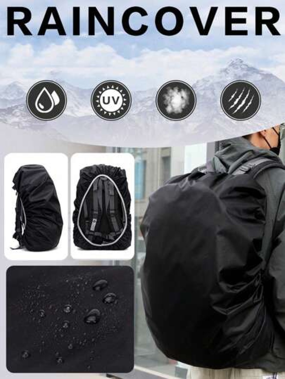 Waterproof Backpack Rain Wear Resisting And Durable Cover For Outdoor Travel And Sports 35L Dustproof And Portable Easy To Fold For Outdoor Camping Hiking Travel And Outdoor Activities Perfect Gift Fo