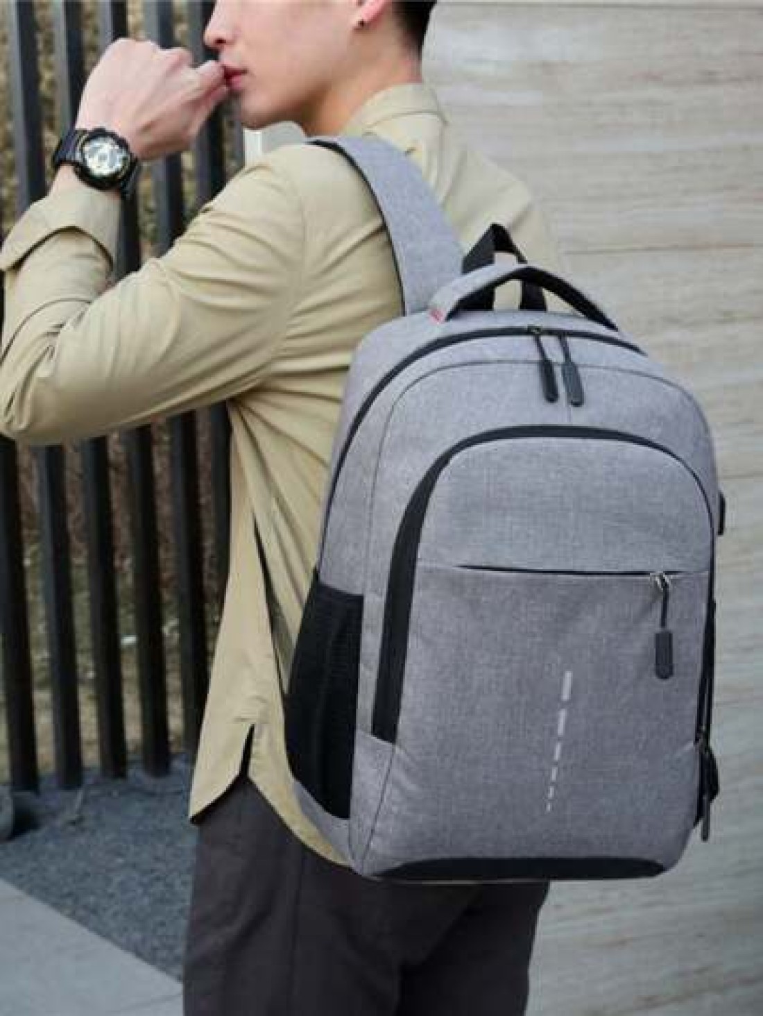 Convenient Sub Charging Backpack Men Purse Equipped With Night Reflective Strips Can Hold 15 6 Inch Computer Bag Lightweight School Bag Large Capacity Travel Bag Commuting Convenient Day Bag Multi Fun