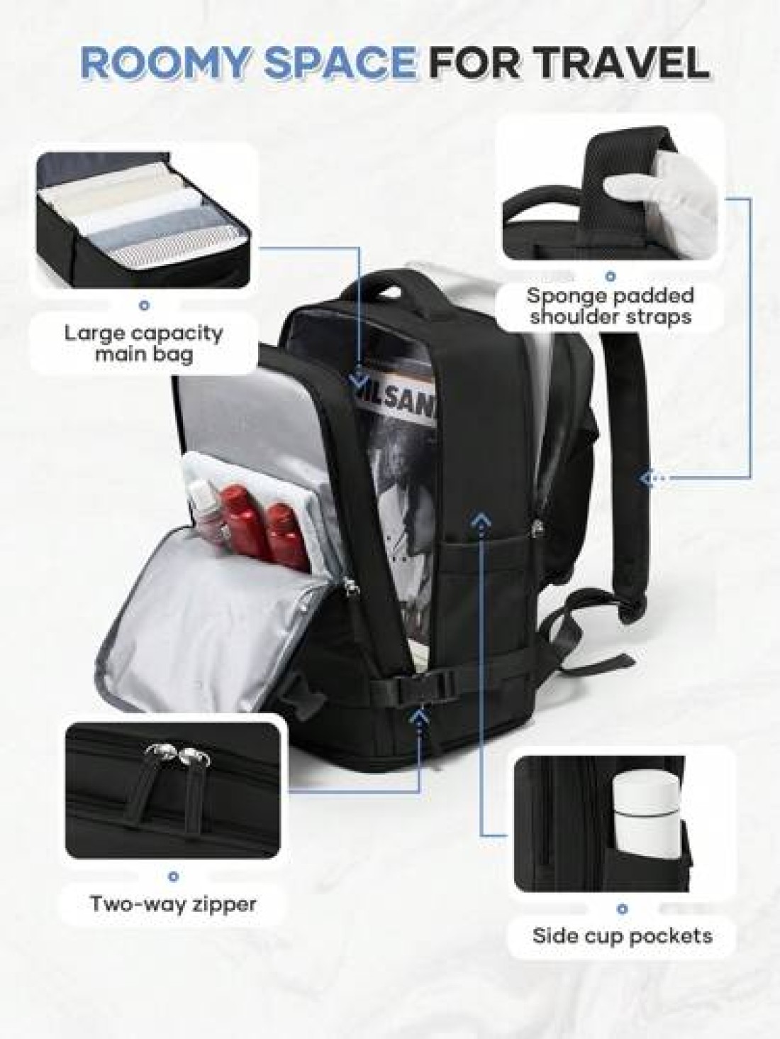Large Travel Backpack Business Laptop Backpack Cabin Bag 40x20x25 Carry On Backpack Airline Approved Water Proof Backpack Multi Functional Independent Shoe Warehouse Dry Wet Separation Layer Travel Ba
