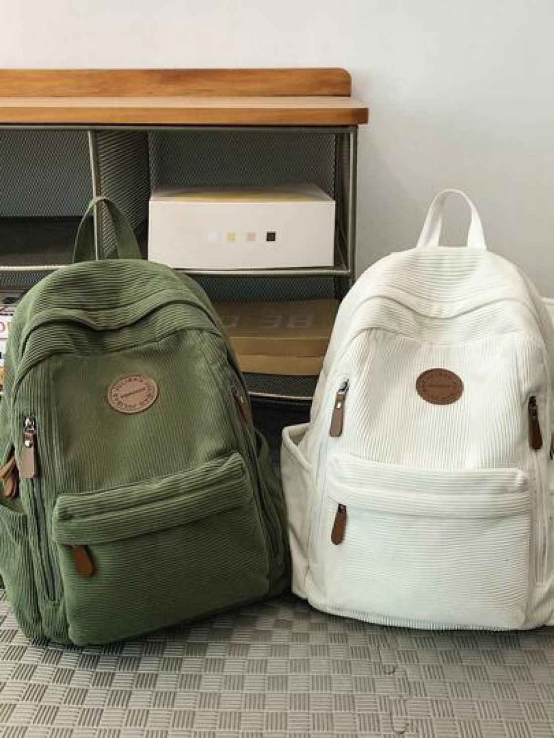 Small Corduroy Backpack For College Students Lightweight Casual Bookbag For High School Girls Boys Fits 14 Inch Laptop Travel Rucksack