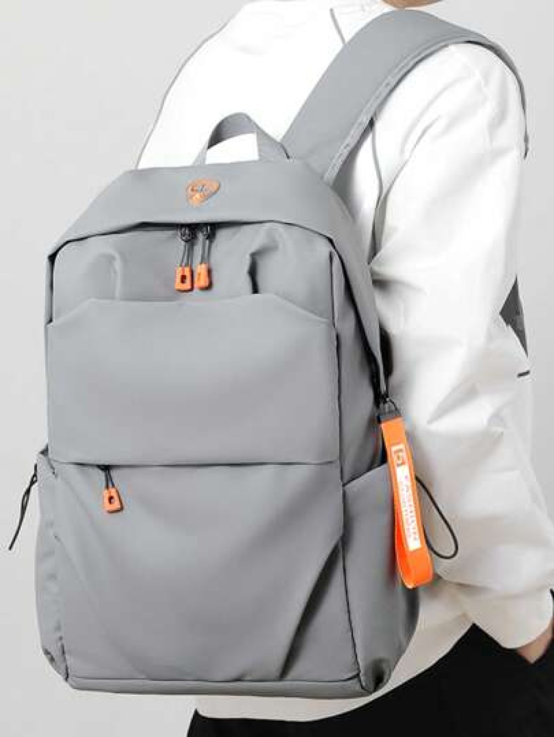 1pc Grey Oxford Cloth Large Capacity Backpack Men s Commuter Laptop Bag Business Casual College Student Backpack Waterproof Travel Bag With USB Charging Port Headphone Hole Multi Pocket Design To Fit