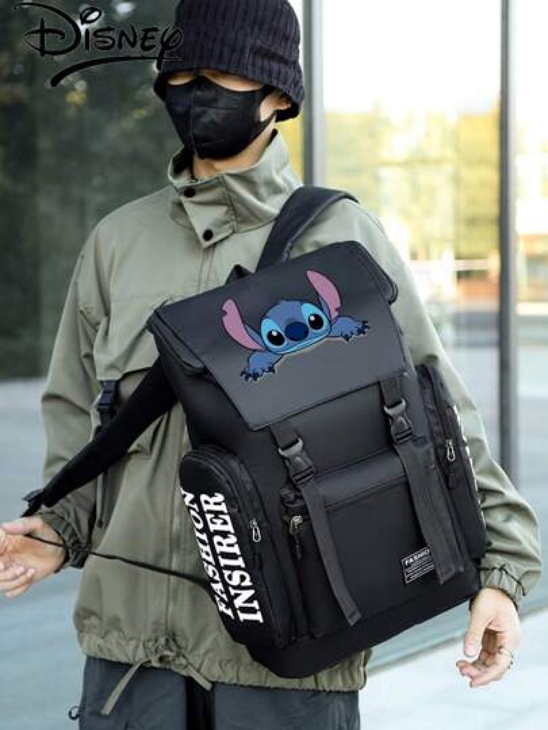 Disney Disney X Stitch Design Large Capacity Backpack Multi Functional Men s Casual Travel Rucksack College Student Business Laptop Bag Anime School Supplies