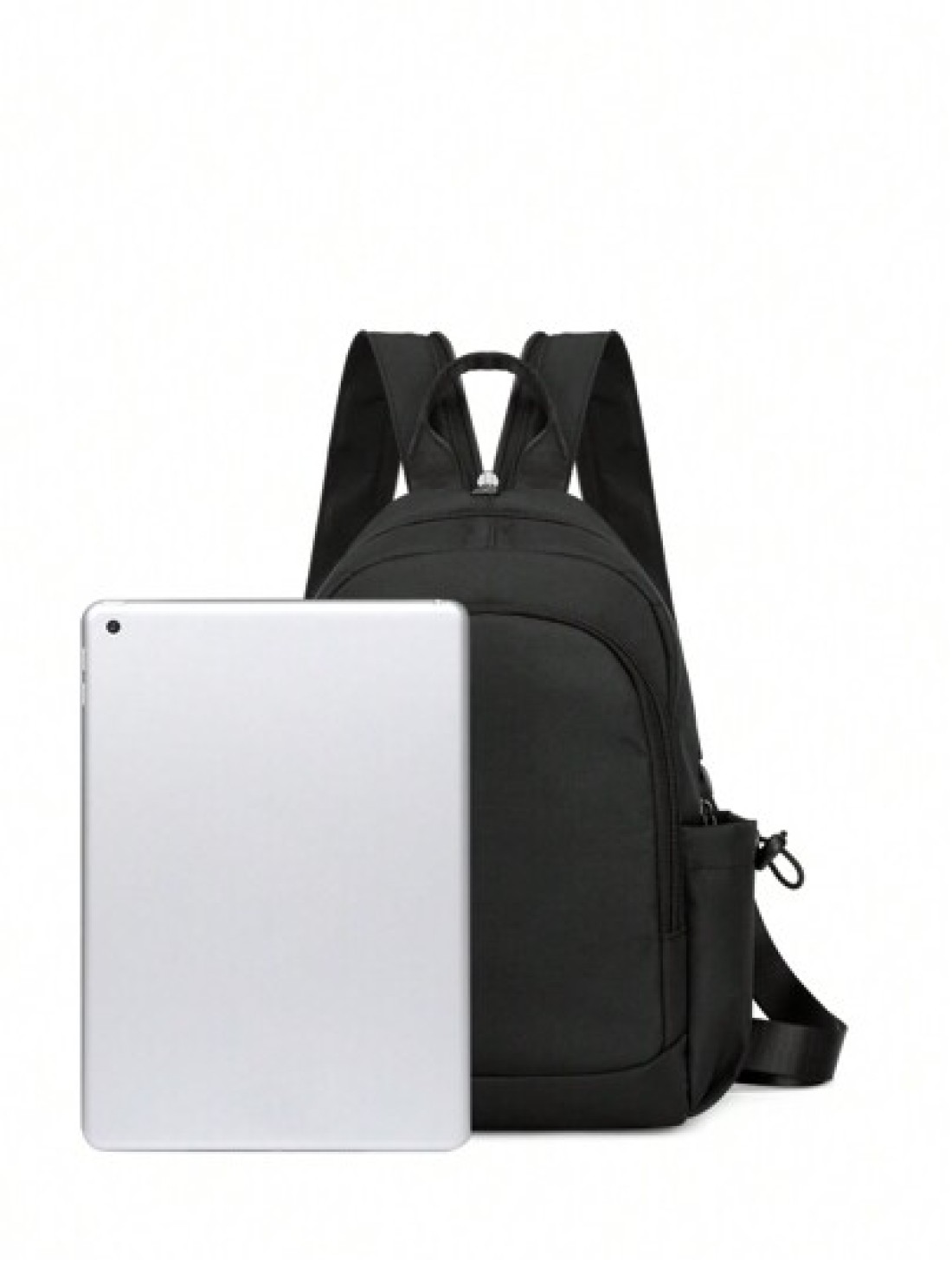 1pc Men s Functional Backpack With Double Shoulder Straps Black Solid Color Made Of Polyester Fiber Simple Fashionable Creative With Zipper Suitable For School Travel Thanksgiving Purse Holiday Comput