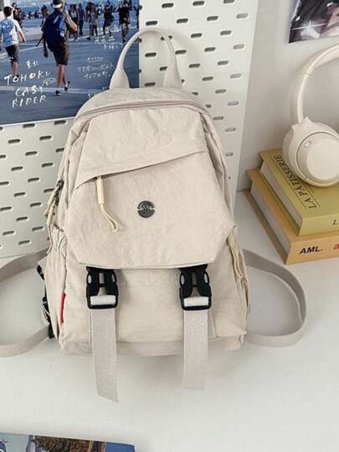 Solid Color Nylon Mini Backpack Unisex Multipurpose Handheld Shoulder Bag Suitable For College Students Zipper Closure Daily Wear