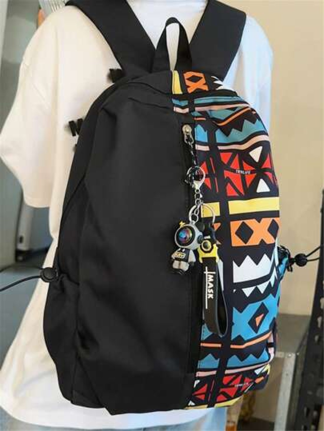 Casual Large Capacity Backpack Fashionable Graffiti Nylon Messenger Bag For School Student Umbrella Water Bottle Tablet Books Travel Including Pendant Suitable For Halloween Anime School Supplies