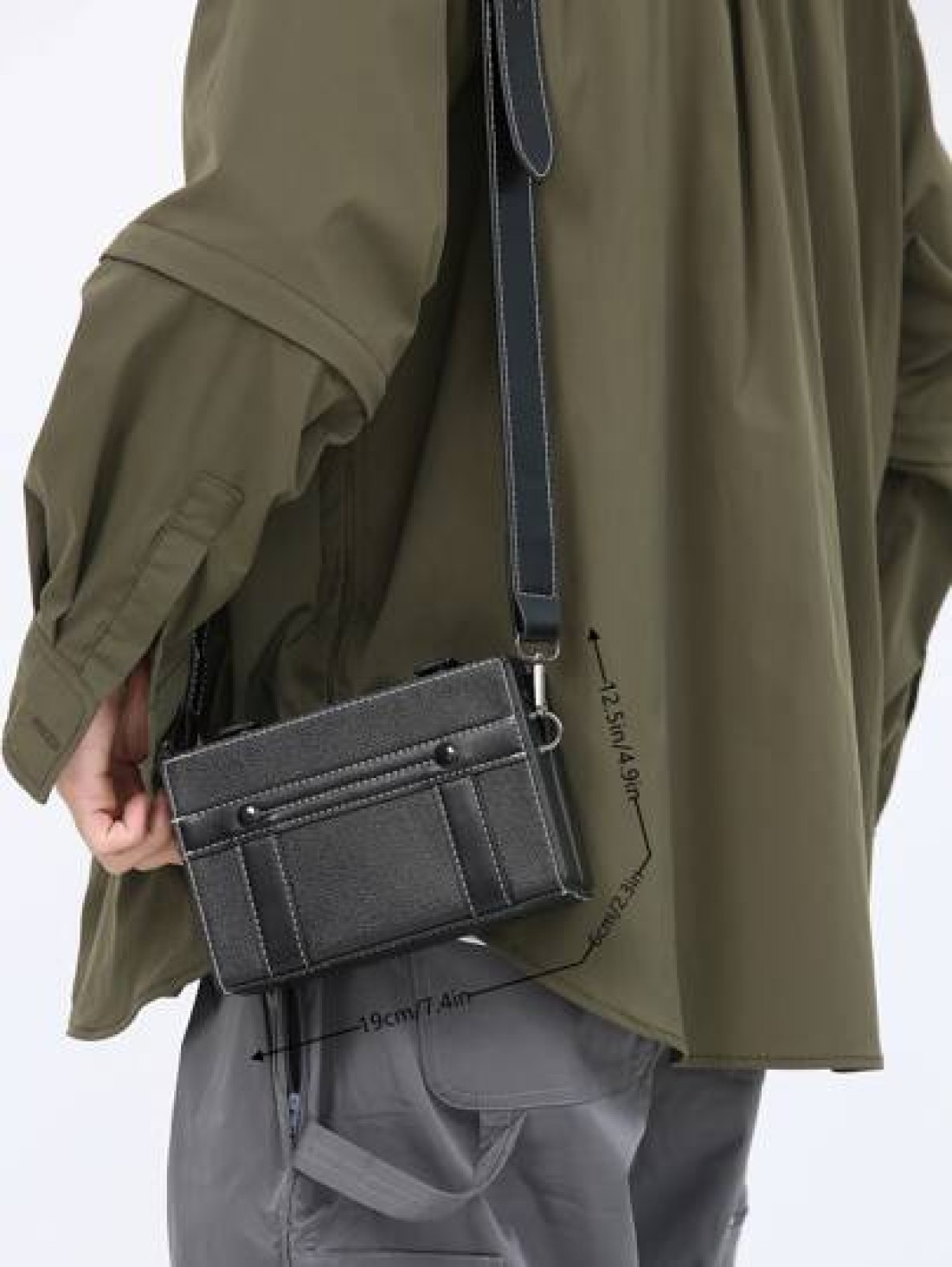 peach tree Mini Men Stitch Detail Square Bag Sling Bag Sport Bag For High School University Student For Travel College School Crossbody Bag Box Bags With Adjustable Strap Waterproof Mini Holiday Essen