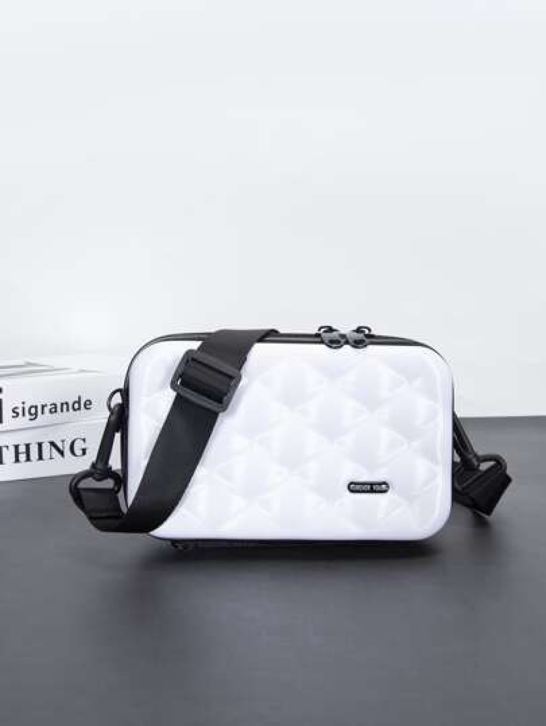 Mini Simple Rhombus Crossbody Bag Shoulder Bag Water Resistant PVC Hard Shell Bag For Men Casual And Versatile College Bag Summer Dad Bag For School Multi Functional Messenger Bag Sling Bag Student La